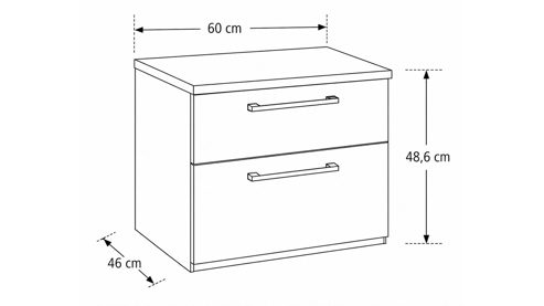 Nachtkommode Interliving aus Holz in Holzfarben Interliving Schlafzimmer Serie 1024 – Nachtkommode zwei Schubladen, Balkeneiche - Breite ca. 60 cm