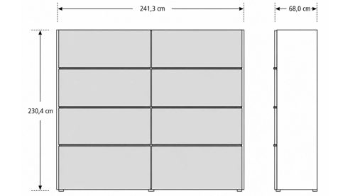 Kleiderschrank Interliving aus Holz in Holzfarben Interliving Schlafzimmer Serie 1024 – Schwebetürenschrank Design 24,  Balkeneiche - zwei Türen, Breite ca. 241 cm