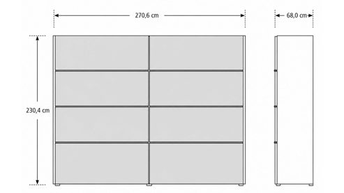 Kleiderschrank Interliving aus Holz in Holzfarben Interliving Schlafzimmer Serie 1024 – Schwebetürenschrank Design 24,  Balkeneiche - zwei Türen, Breite ca. 271 cm