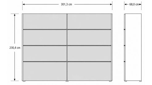 Kleiderschrank Interliving aus Holz in Holzfarben Interliving Schlafzimmer Serie 1024 – Schwebetürenschrank Design 24,  Balkeneiche - zwei Türen, Breite ca. 301 cm