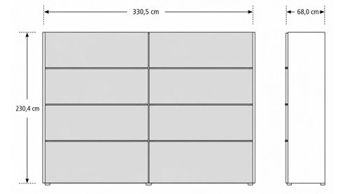 Kleiderschrank Interliving aus Holz in Holzfarben Interliving Schlafzimmer Serie 1024 – Schwebetürenschrank Design 24,  Balkeneiche - zwei Türen, Breite ca. 331 cm
