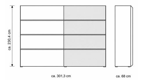Kleiderschrank Interliving aus Holz in Grau Interliving Schlafzimmer Serie 1024 – Schwebetürenschrank Design 28,  Taupe & Balkeneiche - zwei Türen, Breite ca. 301 cm