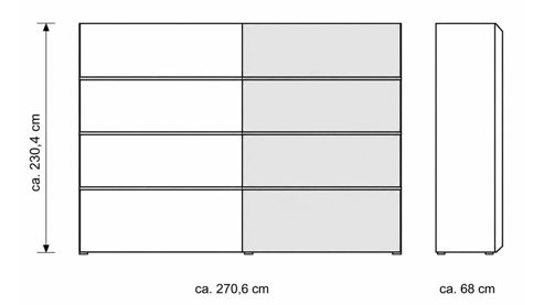 Komplettzimmer Interliving aus Holz in Grau Interliving Schlafzimmer Serie 1024 – Komplettzimmer Design 28, Taupe & Balkeneiche - Schwebetüren, Breite ca. 301 cm