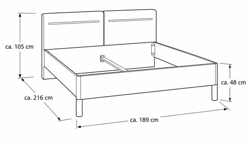 Bettgestell Interliving aus Holz in Dunkelgrau Interliving Kleiderschrank Serie 1207 – Bettgestell Manhattan & anthrazitfarbener Stoff - Liegefläche ca. 180 x 200 cm