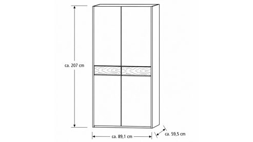 Kleiderschrank Interliving aus Holz in Grau Interliving Kleiderschrank Serie 1207 – Kleiderschrank mit TV-Nische Weiß & Manhattan – sechs Türen, zwei Schubladen, Breite ca. 300 cm