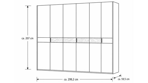 Kleiderschrank Interliving aus Holz in Grau Interliving Kleiderschrank Serie 1207 – Kleiderschrank Taupe & Balkeneiche - sechs Türen, Breite ca. 299 cm