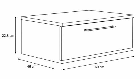 Nachtkommode Interliving aus Holz in Grau Interliving Kleiderschrank Serie 1207 – Hänge-Nachtkonsole Weiß & Manhattan – eine Schublade, Breite ca. 60 cm