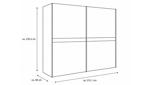 Kleiderschrank Interliving aus Holz in Weiß Interliving Kleiderschrank Serie 1207 – Schwebetürenschrank weißer Mattlack – zwei Türen, Breite ca. 212 cm