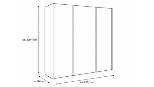 Kleiderschrank Interliving aus Holz in Dunkelgrau Interliving Kleiderschrank Serie 1207 – Kleiderschrank Manhattan - vier Türen, Breite ca. 200 cm