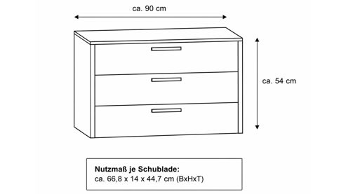 Schubladen-Set Interliving aus Holz in Weiß Interliving Kleiderschrank Serie 1207 – Innenschubladen drei Schubladen - Breite ca. 90 cm