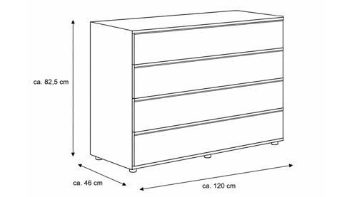 Schubladenkommode Interliving aus Holz in Holzfarben Interliving Schlafzimmer Serie 1210 – Schubladenkommode Taupe & Balkeneiche - fünf Schubladen, Breite ca. 120 cm