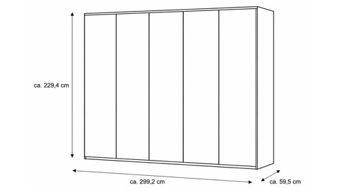 Kleiderschrank Interliving aus Holz in Holzfarben Interliving Schlafzimmer Serie 1210 – Kleiderschrank Taupe & Balkeneiche - sechs Türen, Breite ca. 299 cm