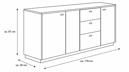 Sideboard Interliving aus Holz in Holzfarben Interliving Wohnzimmer Serie 2025 - Sideboard Wildeiche, Anthrazit & Kork - vier Türen, zwei Schubladen, Breite ca. 175 cm