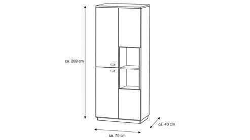 Wohnwand Interliving aus Holz in Holzfarben Interliving Wohnzimmer Serie 2025 - Wohnwand Wildeiche, Anthrazit & Kork - dreiteilig, Breite ca. 325 cm