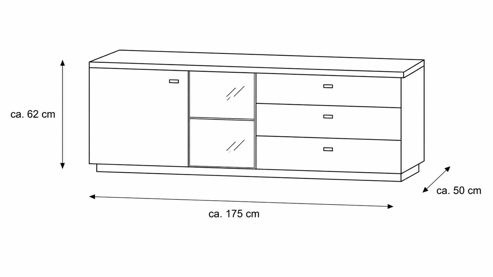 Lowboard Interliving aus Holz in Holzfarben Interliving Wohnzimmer Serie 2025 - Lowboard Wildeiche, Anthrazit & Kork - Breite ca. 175 cm