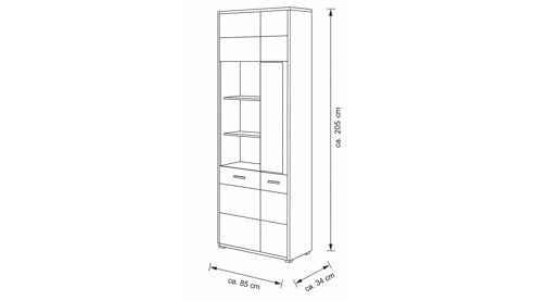 Wohnwand Interliving aus Holz in Holzfarben Interliving Wohnzimmer Serie 2029 - Wohnwand Wildeiche & Granit-Steinoptik - dreiteilig, Breite ca. 320 cm