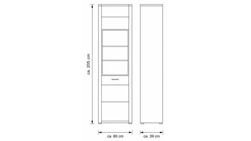 Vitrine Interliving aus Holz in Holzfarben Interliving Wohnzimmer Serie 2029 - Vitrine Wildeiche & Granit-Steinoptik - eine Tür, Breite ca. 60 cm