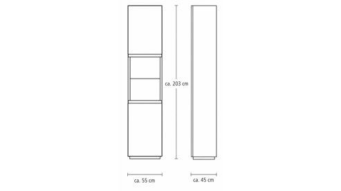 Vitrine Interliving aus Holz in Weiß Interliving Wohnzimmer Serie 2030 PLUS - Vitrine Sahara Creme & Granitfurnier - eine Tür, Breite ca. 45 cm