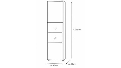 Vitrine Interliving aus Holz in Dunkelgrau Interliving Wohnzimmer Serie 2030 - Vitrine Wolfram Grey & Spaltholz - eine Tür, Breite ca. 45 cm