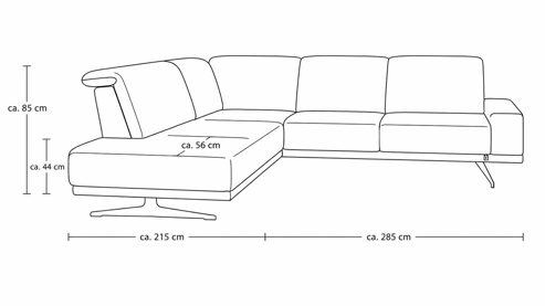 Ecksofa Interliving aus Stoff in Schwarz Interliving Sofa Serie 4250 – Ecksofa schwarzer Bezug Medea 7006 – Stellfläche ca. 215 x 285 cm
