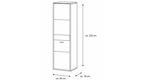 Garderobenschrank Interliving aus Holz in Holzfarben Interliving Garderoben Serie 6014 - Garderobenschrank Wildeiche & Granitfurnier - eine Tür, Höhe ca. 202 cm
