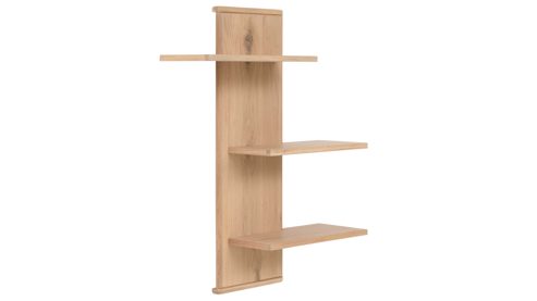 Wandregal Interliving aus Holz in Holzfarben Interliving Wohnzimmer Serie 2024 - Wandregal Eiche - drei Böden, ca. 85 x 106 cm