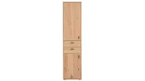 Einzelschrank Interliving aus Holz in Holzfarben Interliving Wohnzimmer Serie 2024 - Schrank Eiche - zwei Türen, zwei Schubladen, Höhe ca. 208 cm