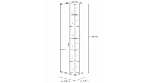 Vitrine Interliving aus Holz in Holzfarben Interliving Wohnzimmer Serie 2027 - Vitrine Asteiche - eine Tür, Höhe ca. 209 cm