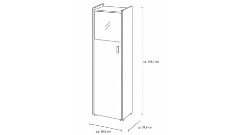 Vitrine Interliving aus Holz in Holzfarben Interliving Wohnzimmer Serie 2027 - Highboard-Vitrine Asteiche - eine Tür, Höhe ca. 144 cm