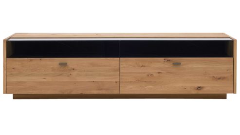 Lowboard Interliving aus Holz in Holzfarben Interliving Wohnzimmer Serie 2027 - Lowboard Asteiche - zwei Schubladen, Länge ca. 216 cm