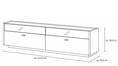 Lowboard Interliving aus Holz in Holzfarben Interliving Wohnzimmer Serie 2027 - Lowboard Asteiche - zwei Schubladen, Länge ca. 216 cm