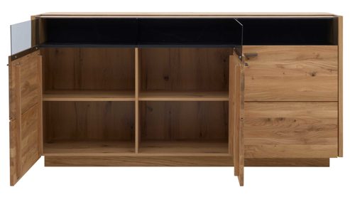 Sideboard Interliving aus Holz in Holzfarben Interliving Wohnzimmer Serie 2027 - Sideboard Asteiche - drei Türen,  Länge ca. 186 cm