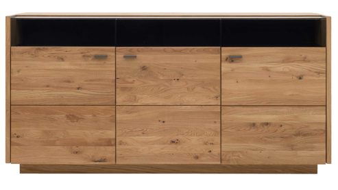 Sideboard Interliving aus Holz in Holzfarben Interliving Wohnzimmer Serie 2027 - Sideboard Asteiche - drei Türen,  Länge ca. 186 cm