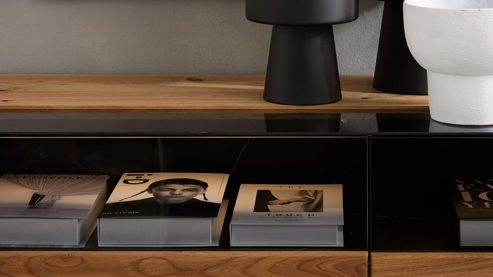 Sideboard Interliving aus Holz in Holzfarben Interliving Wohnzimmer Serie 2027 - Sideboard Asteiche - drei Türen,  Länge ca. 186 cm
