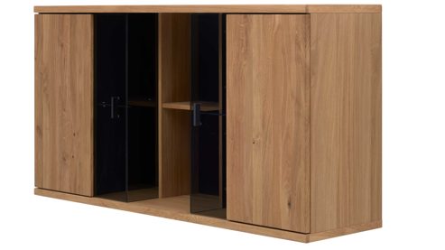 Hängeschrank Interliving aus Holz in Holzfarben Interliving Wohnzimmer Serie 2027 - Hängeschrank Asteiche - zwei Türen, Breite ca. 140 cm
