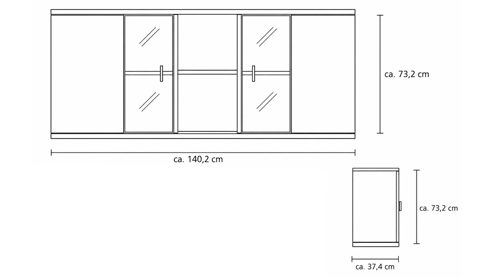 Wohnwand Interliving aus Holz in Holzfarben Interliving Wohnzimmer Serie 2027 - Wohnwand Asteiche - dreiteilig, Breite ca. 318 cm