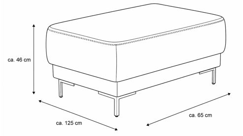 Polsterhocker Interliving aus Stoff in Anthrazit Interliving Sofa Serie 4252 – Polsterhocker anthrazitfarbener Stoff Büffel & Metallfüße – ca. 125 x 65 cm