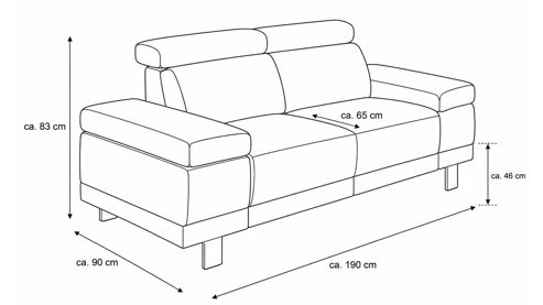 Zweisitzer Interliving aus Stoff in Grau Interliving Sofa Serie 4252 – Zweisitzer stahlfarbener Bezug Sneak 149 & Metallfüße – Länge ca. 190 cm