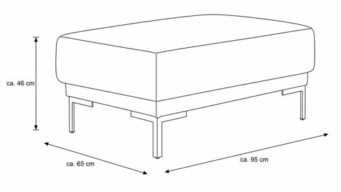 Polsterhocker Interliving aus Stoff in Dunkelgrün Interliving Sofa Serie 4254 – Polsterhocker jagdgrüner Bezug Mito 156 & schwarze Metallfüße 4.26 – ca. 65 x 95 cm