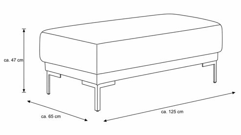 Polsterhocker Interliving aus Stoff in Dunkelgrau Interliving Sofa Serie 4255 – XXL-Polsterhocker grauer Bezug Comora 9853 & silberfarbene Metallfüße 4.26 - ca. 125 x 65 cm