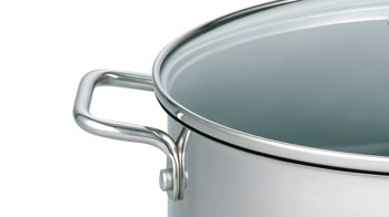 Topf Elo® aus Metall in Metallfarben ELO® Servierpfanne Citrin Edelstahl & Klarglas – Durchmesser ca. 28 cm