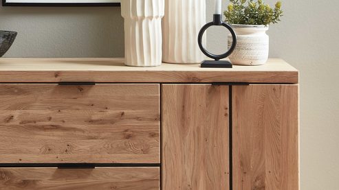 Sideboard PARTNERRING COLLECTION aus Holz in Holzfarben PARTNERRING COLLECTION Wohnmöbel Donna - Sideboard Wildeiche Bianco - drei Türen, drei Schubladen, Breite ca. 180 cm