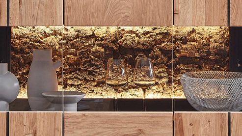 Highboard PARTNERRING COLLECTION aus Holz in Holzfarben PARTNERRING COLLECTION Wohnmöbel Donna - Highboard Wildeiche Bianco - drei Türen, zwei Schubladen, Breite ca. 122 cm