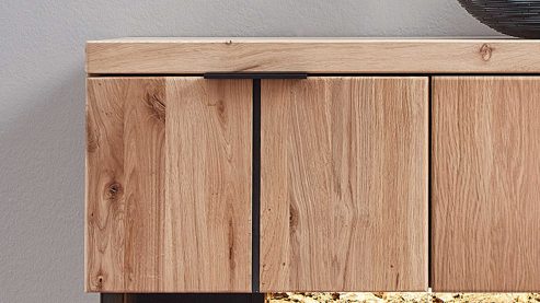 Highboard PARTNERRING COLLECTION aus Holz in Holzfarben PARTNERRING COLLECTION Wohnmöbel Donna - Highboard Wildeiche Bianco - drei Türen, zwei Schubladen, Breite ca. 122 cm