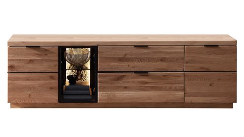 Lowboard PARTNERRING COLLECTION aus Holz in Holzfarben PARTNERRING COLLECTION Wohnmöbel Donna - Lowboard Wildeiche Bianco - vier Türen, eine Schublade, Länge ca. 200 cm