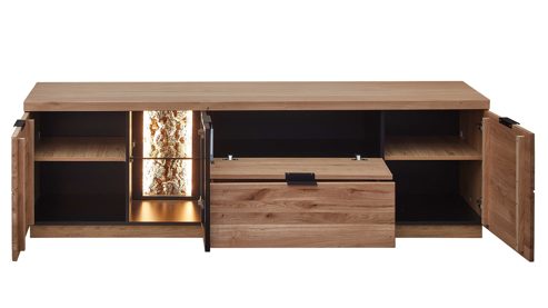 Lowboard PARTNERRING COLLECTION aus Holz in Holzfarben PARTNERRING COLLECTION Wohnmöbel Donna - Lowboard Wildeiche Bianco - vier Türen, eine Schublade, Länge ca. 200 cm