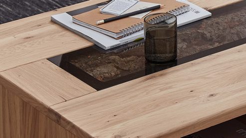 Couchtisch PARTNERRING COLLECTION aus Holz in Holzfarben PARTNERRING COLLECTION Wohnmöbel Donna - Couchtisch Wildeiche Bianco - ca. 115 x 65 cm