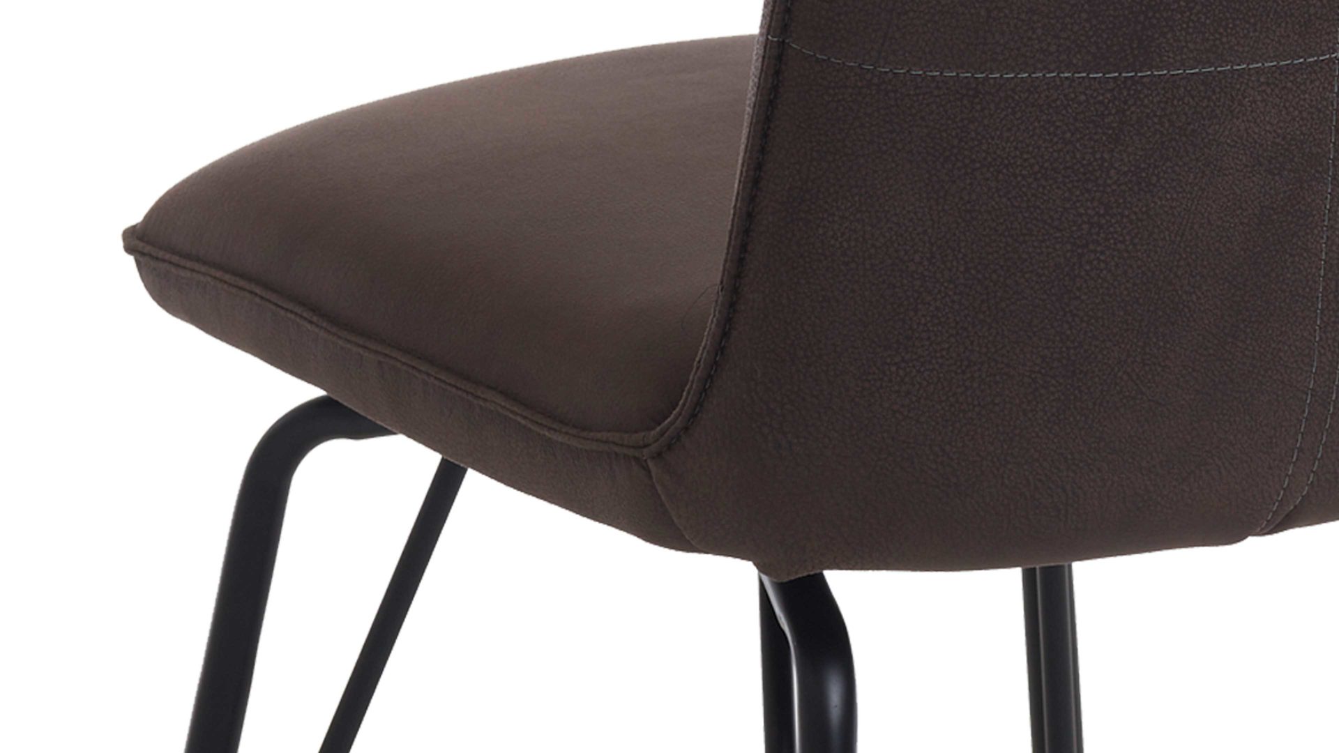 Vierfußstuhl Habufa® aus Leder in Braun HABUFA® Esszimmerstuhl Bella lavafarbener Velours Rocky & schwarze Metallfüße