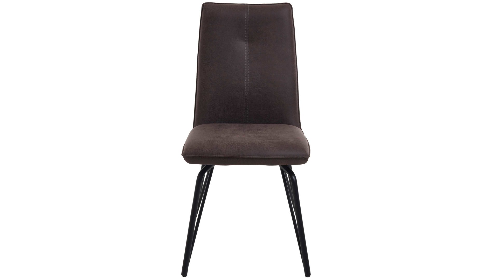 Vierfußstuhl Habufa® aus Leder in Braun HABUFA® Esszimmerstuhl Bella lavafarbener Velours Rocky & schwarze Metallfüße