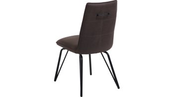 Vierfußstuhl Habufa® aus Leder in Braun HABUFA® Esszimmerstuhl Bella lavafarbener Velours Rocky & schwarze Metallfüße